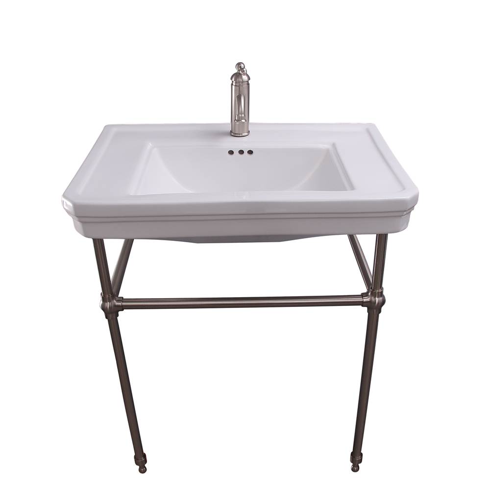 Barclay Drew 30'' Console w/Stand, White, 1 Faucet Hole, BN Stand