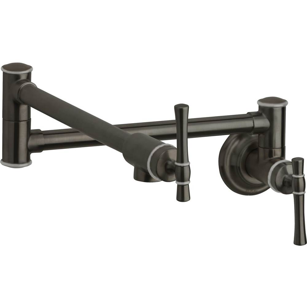 Elkay Explore Wall Mount Single Hole Pot Filler Kitchen Faucet with Lever Handles Antique Steel