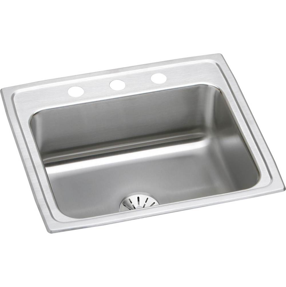 Elkay Lustertone Classic Stainless Steel 22'' x 19-1/2'' x 7-5/8'', MR2-Hole Single Bowl Drop-in Sink with Perfect Drain
