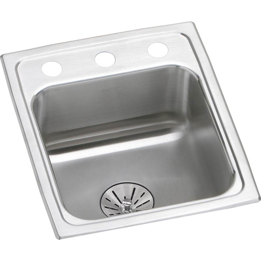 Elkay Lustertone Classic Stainless Steel 13'' x 16'' x 6-1/2'', MR2-Hole Single Bowl Drop-in ADA Sink with Perfect Drain