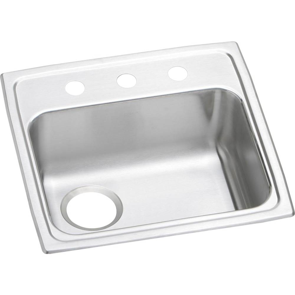 Elkay Lustertone Classic Stainless Steel 19'' x 18'' x 5-1/2'', 3-Hole Single Bowl Drop-in ADA Sink with Left Drain