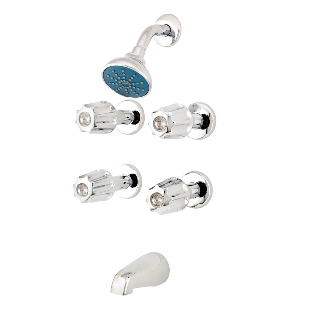 Gerber Plumbing Gerber Classics Four Metal Fluted Handle Tub & Shower Fitting 1.75gpm Chrome