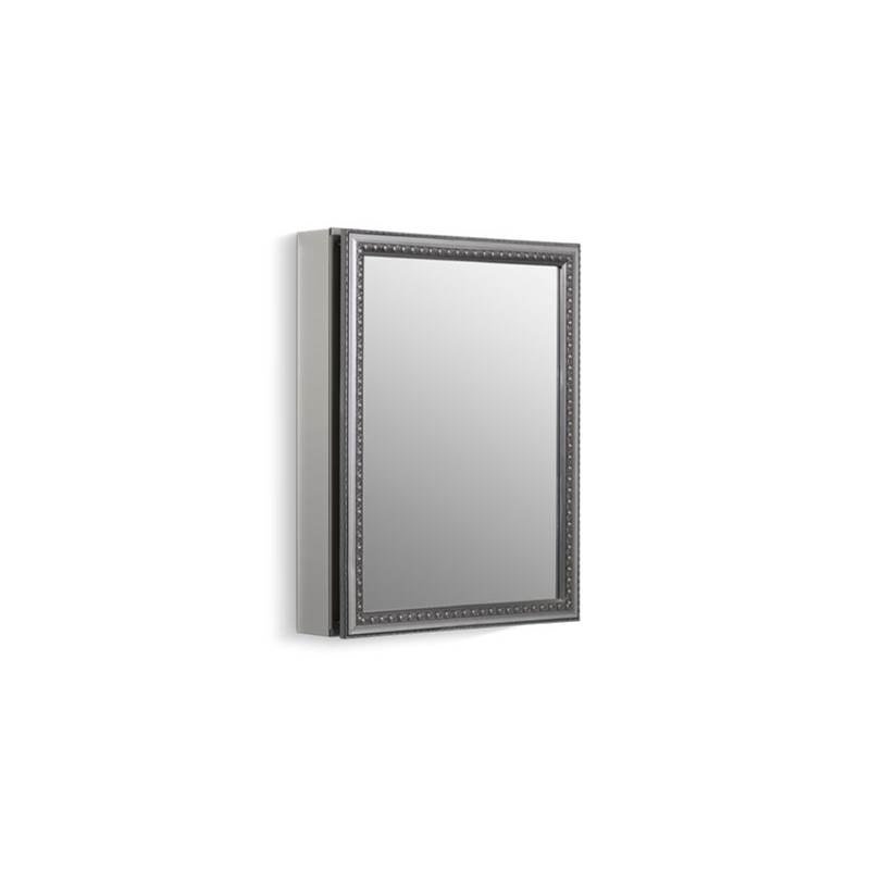 Kohler 20'' W x 26'' H aluminum single-door medicine cabinet with decorative silver framed mirrored door