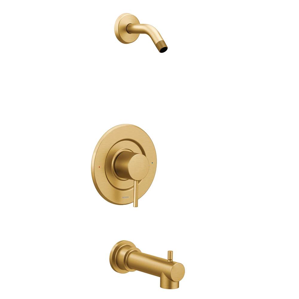 Moen Align Brushed Gold Posi-Temp Pressure Balancing Modern Tub and Shower Trim Kit without Showerhead Valve Required