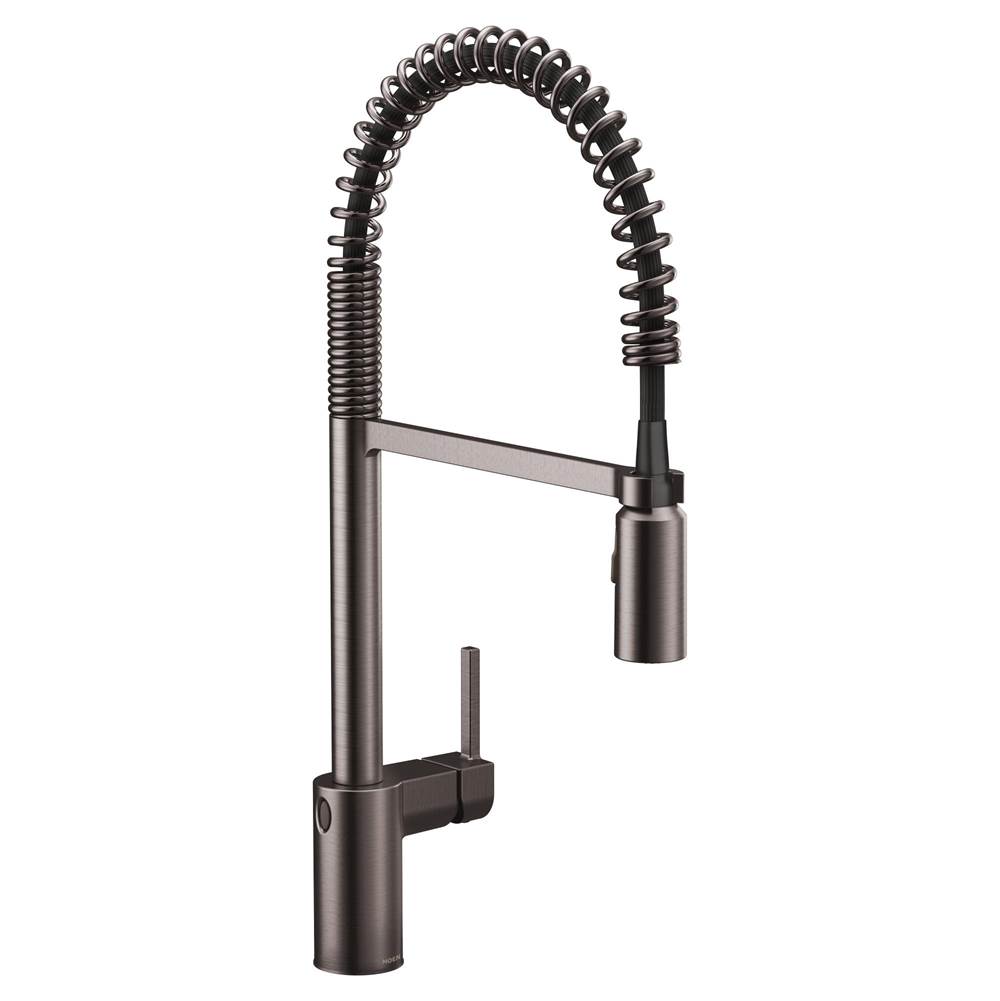 Moen Align Motionsense Wave Sensor Touchless One Handle Pre-Rinse Spring Kitchen Faucet, Black Stainless