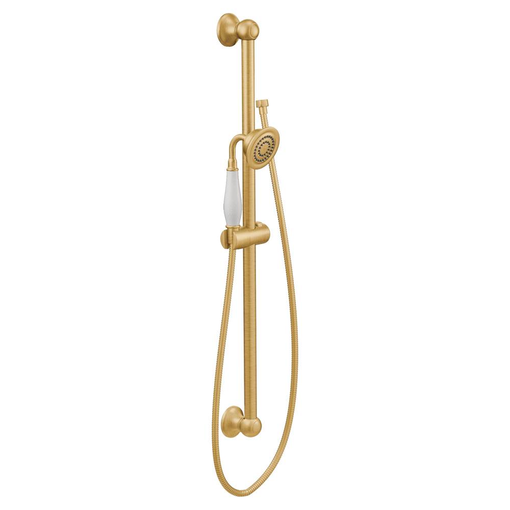 Moen Weymouth Traditional Eco-Performance Handshower Handheld Shower with 30-Inch Slide Bar and 69-Inch Metal Hose, Brushed Gold