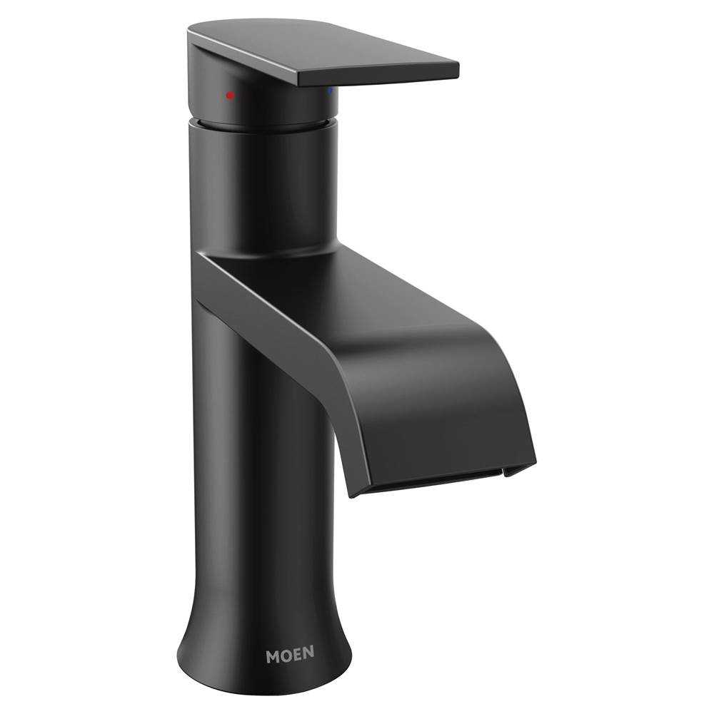 Moen Genta LX One-Handle Single Hole Modern Bathroom Sink Faucet with Optional Deckplate, Matte Black