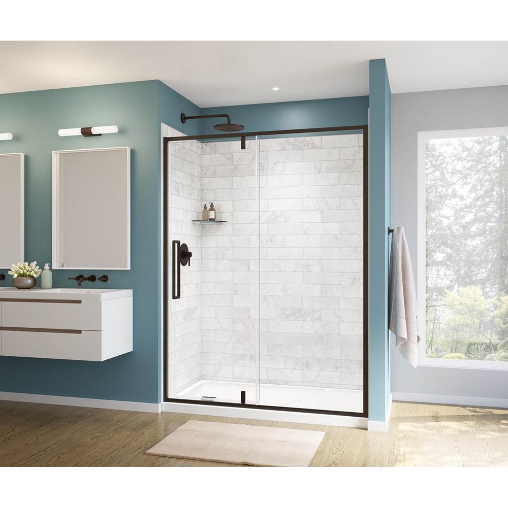 Maax Uptown 57-59 x 76 in. 8 mm Pivot Shower Door for Alcove Installation with Clear glass in Dark Bronze