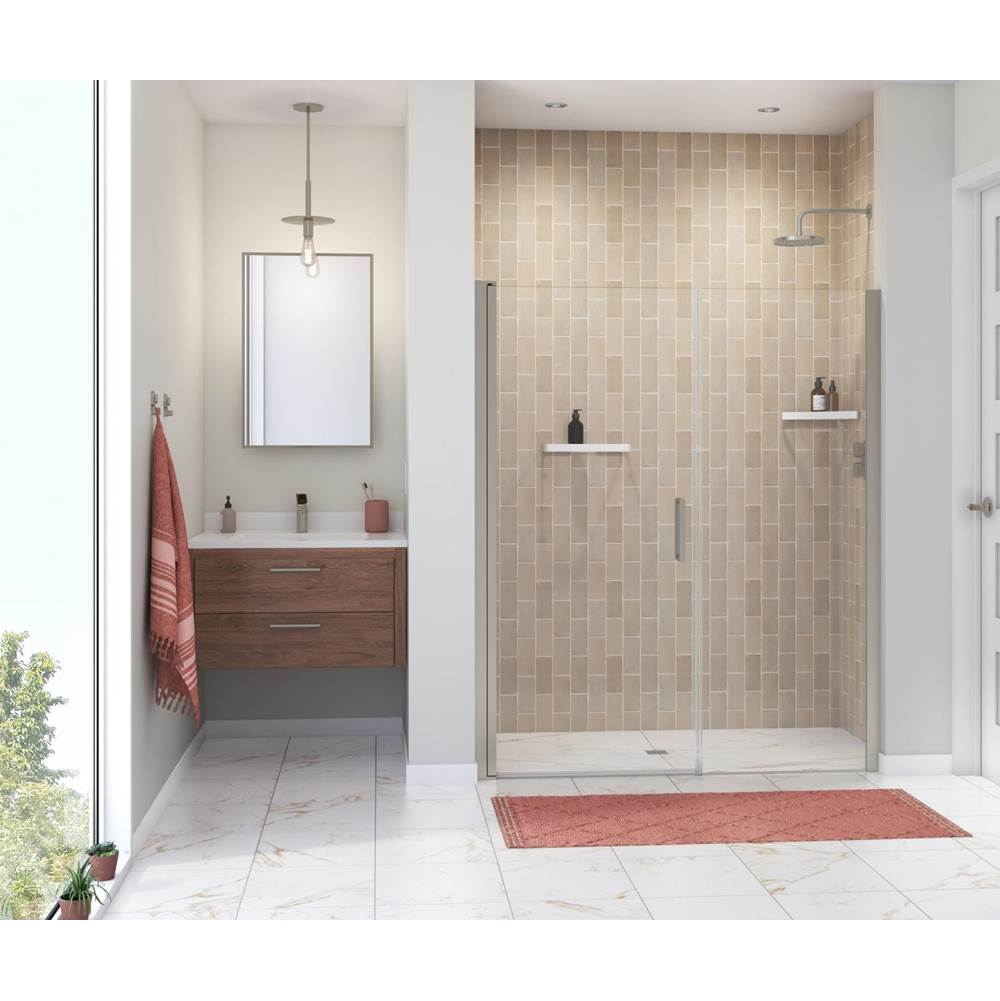 Maax Manhattan 57-59 x 68 in. 6 mm Pivot Shower Door for Alcove Installation with Clear glass & Round Handle in Brushed Nickel