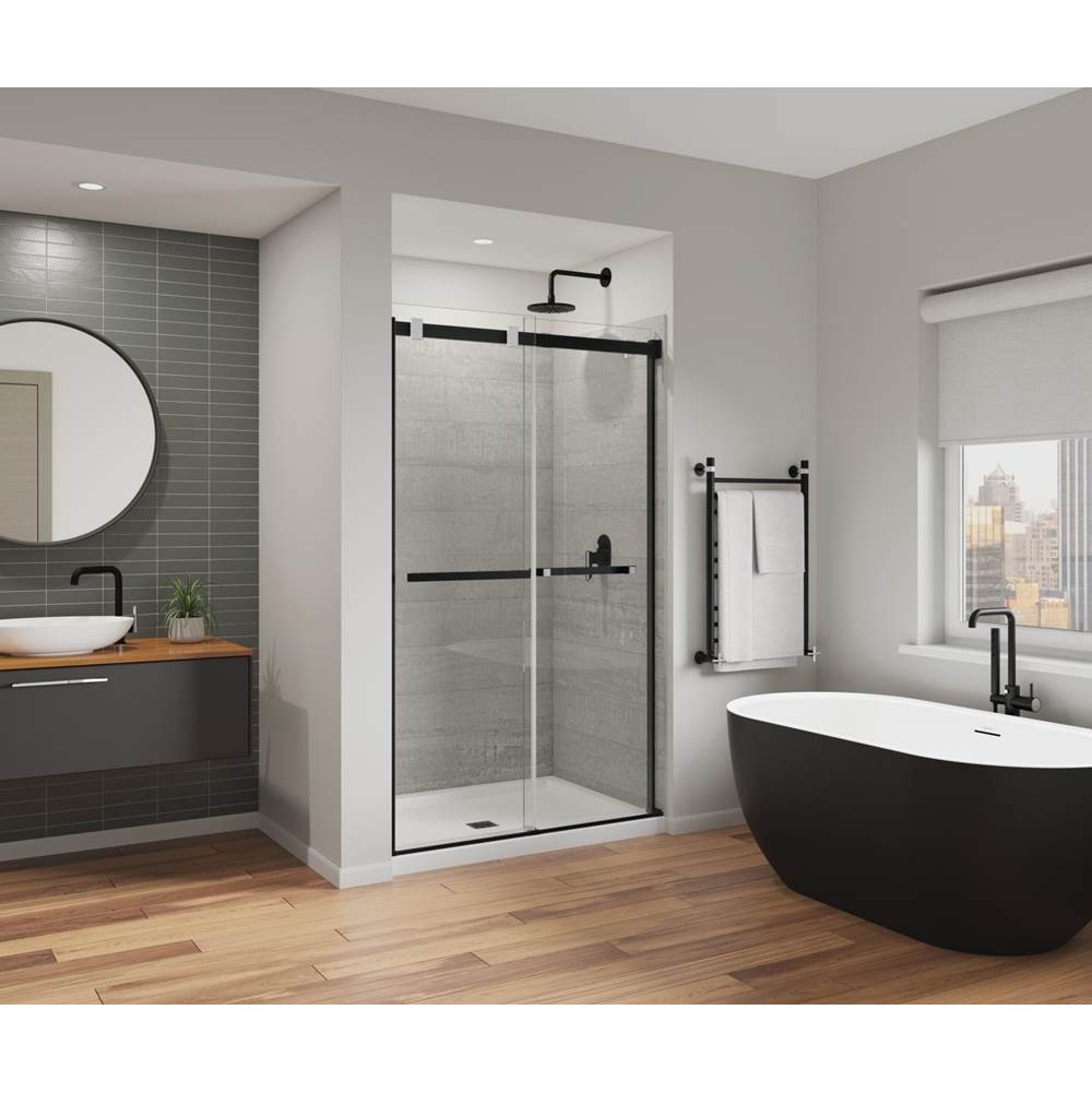 Maax Duel Alto 44-47 X 78 in. 8mm Bypass Shower Door for Alcove Installation with GlassShield® glass in Matte Black & Chrome