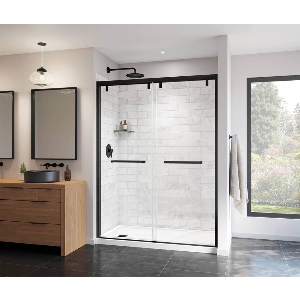 Maax Uptown 56-59 x 76 in. 8 mm Bypass Shower Door for Alcove Installation with Clear glass in Matte Black